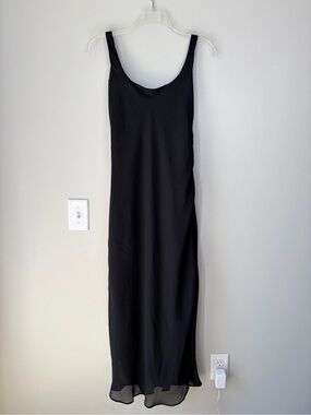 Vintage 90s Hampton Nites Petites Black Maxi Dress Evening Elegant Cocktail